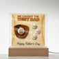 We Caught The Best Dad | Baseball And Glove Acrylic Plaque | Personalized with Kids’ Names | Father’s Day Gift for Dad or Husband | LED Light-Up Display