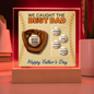 We Caught The Best Dad | Baseball And Glove Acrylic Plaque | Personalized with Kids’ Names | Father’s Day Gift for Dad or Husband | LED Light-Up Display