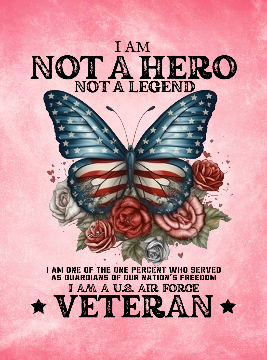 Air Force Veteran | Not A Hero | Wood Framed Wall Tapestry | 26" x 36" | Pink