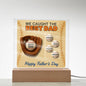 We Caught The Best Dad | Baseball And Glove Acrylic Plaque | Personalized with Kids’ Names | Father’s Day Gift for Dad or Husband | LED Light-Up Display