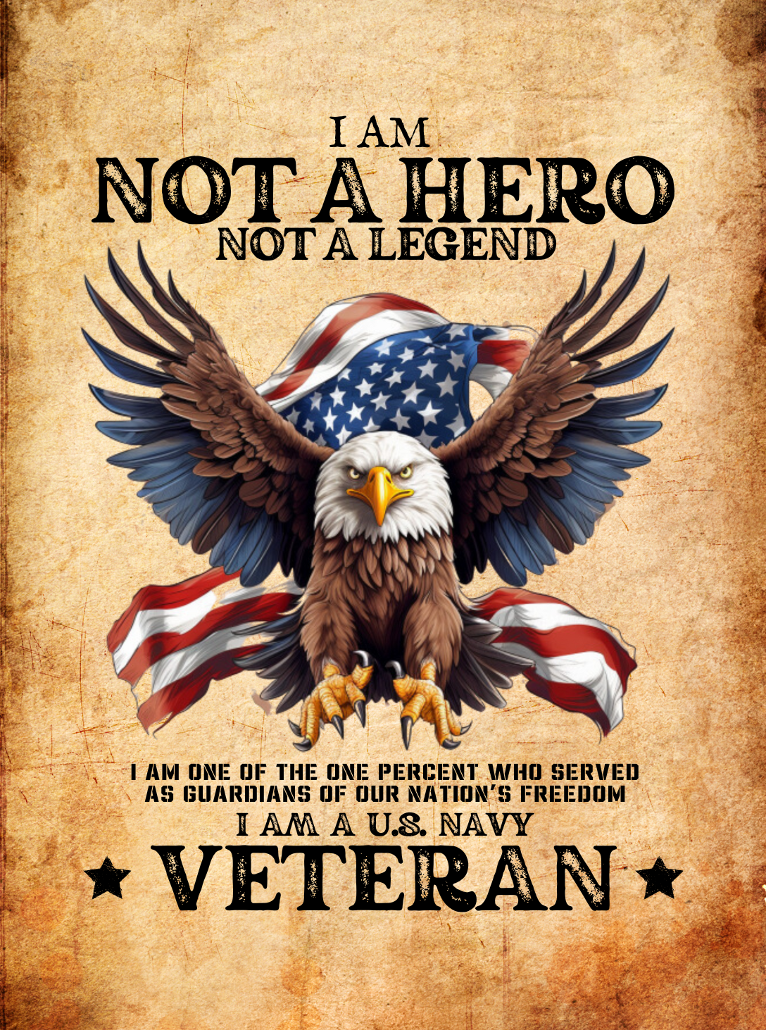 Navy Veteran | Not A Hero | Wood Framed Wall Tapestry | 26" x 36"