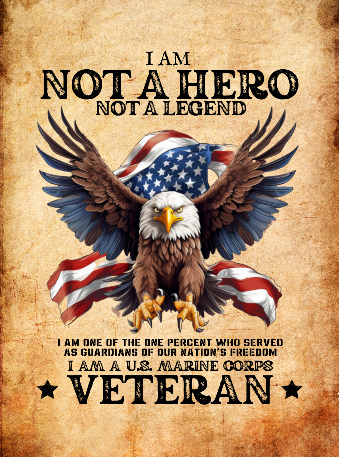 Marine Corps Veteran | Not A Hero | Wood Framed Wall Tapestry | 26" x 36"