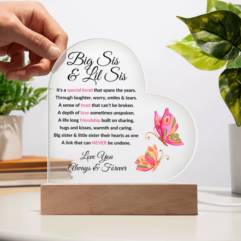 Acrylic Heart Plaque | Big Sis and Little Sis