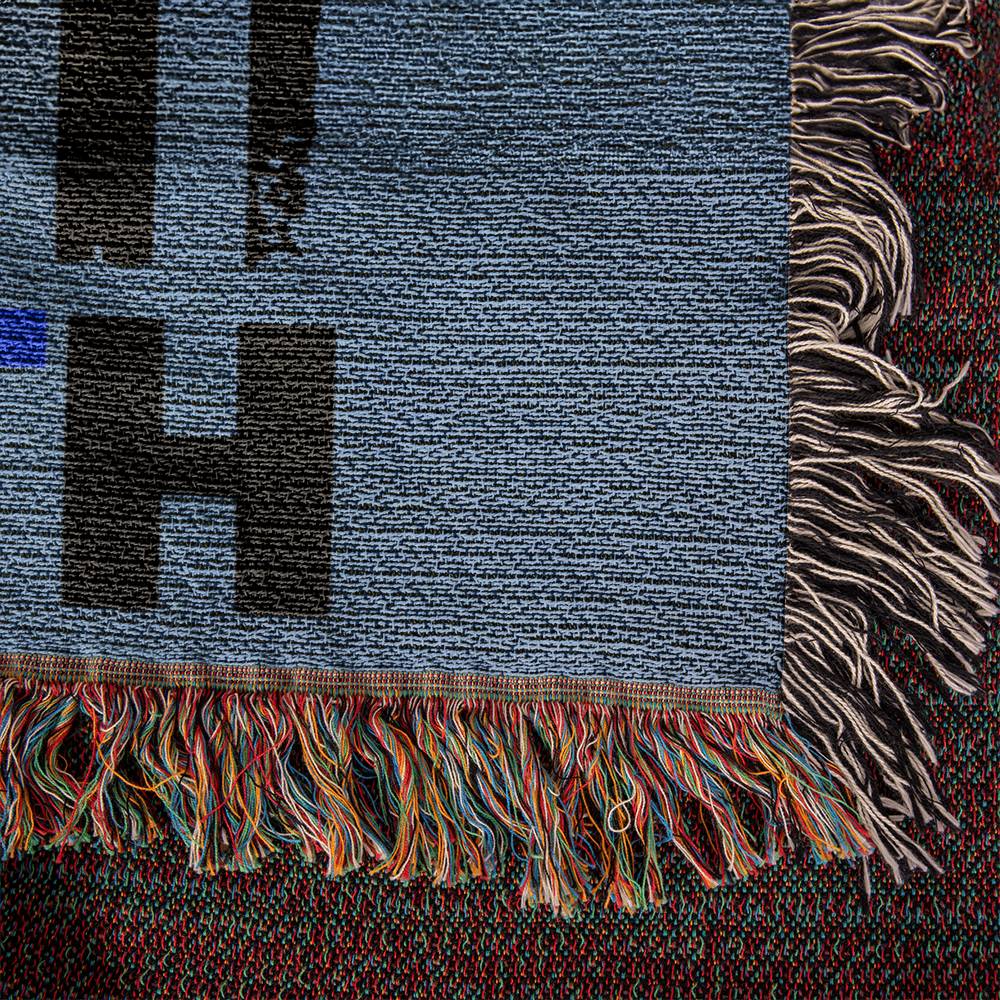 Faith Flag Blue Line | Woven Heirloom Blanket | 50" x 60"