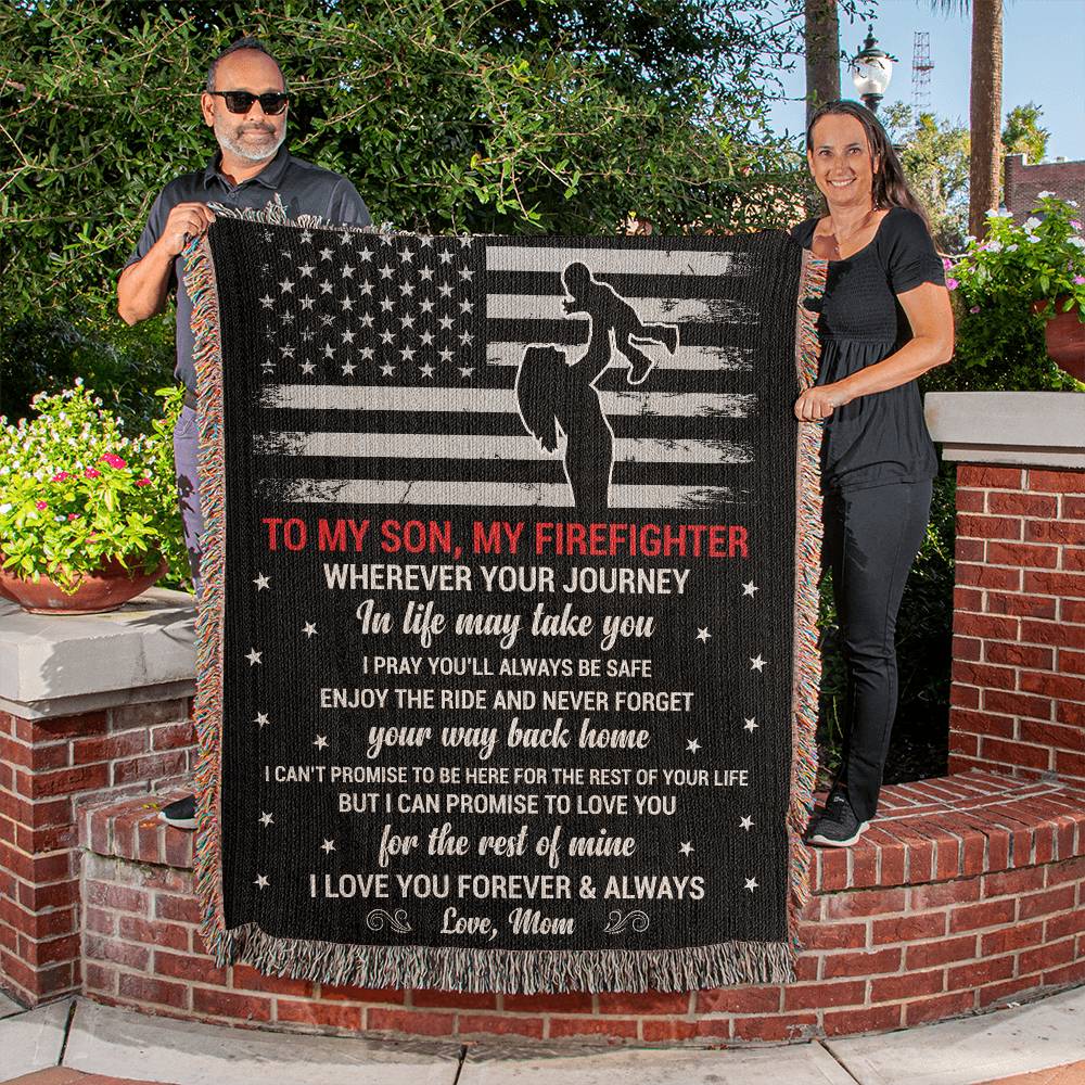 To My Son, My Firefighter | Woven Heirloom Blanket | 60" x 50"