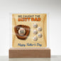We Caught The Best Dad | Baseball And Glove Acrylic Plaque | Personalized with Kids’ Names | Father’s Day Gift for Dad or Husband | LED Light-Up Display