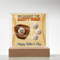 We Caught The Best Dad | Baseball And Glove Acrylic Plaque | Personalized with Kids’ Names | Father’s Day Gift for Dad or Husband | LED Light-Up Display