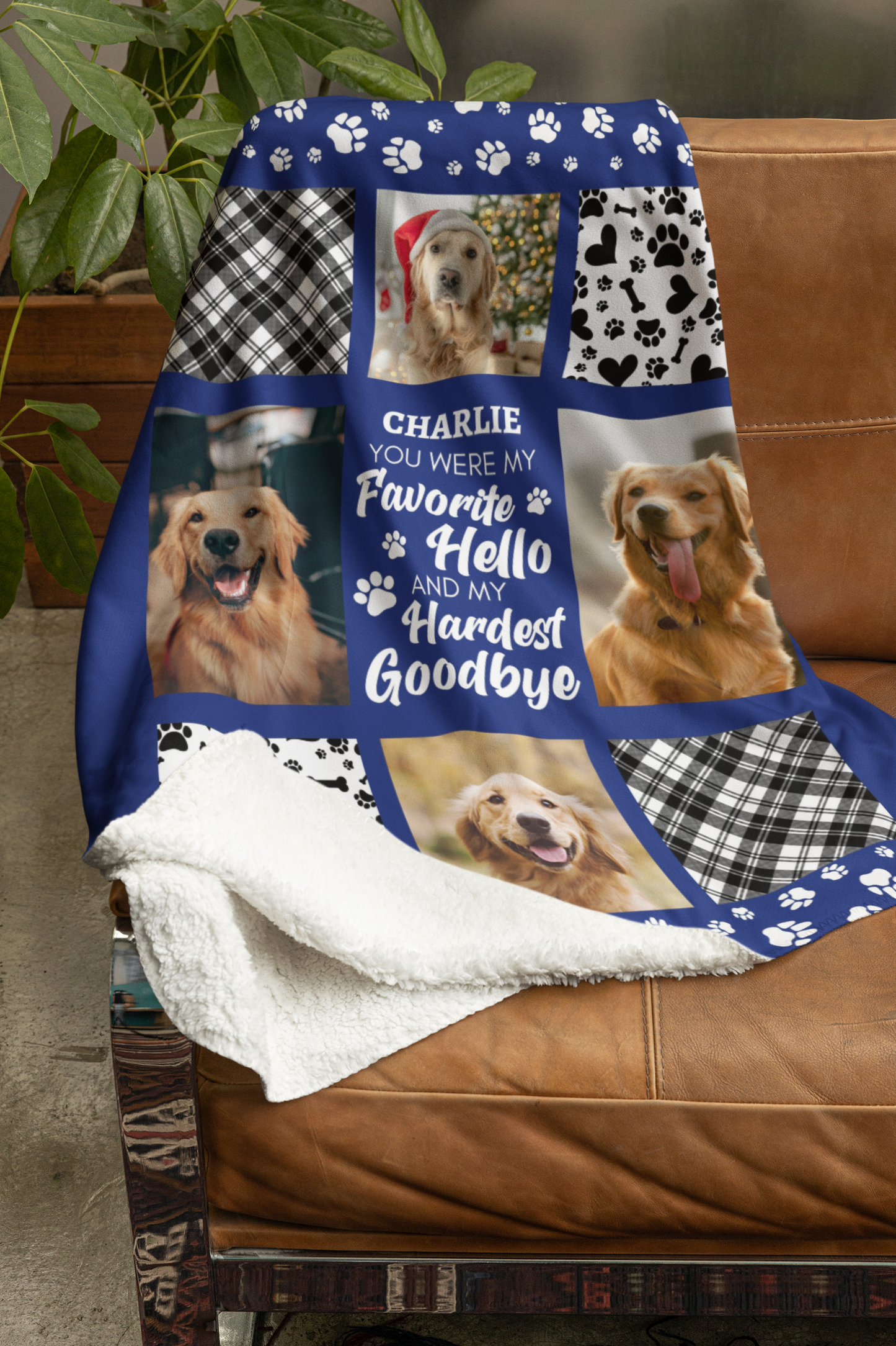 Hardest Goodbye Personalized Pet Memorial Photo Blanket
