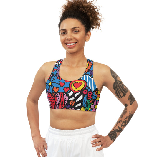 Pop Heart Splash Sports Bra