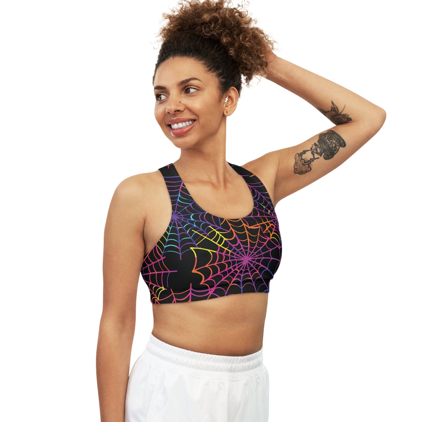 Colorful Spider Webs Sports Bra