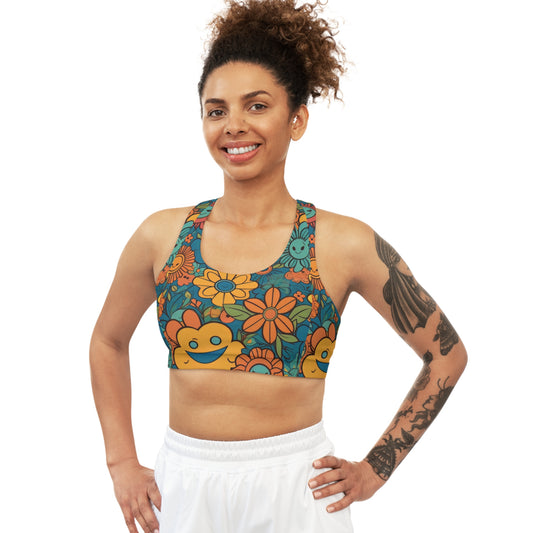 Smiling Flowers Sports Bra