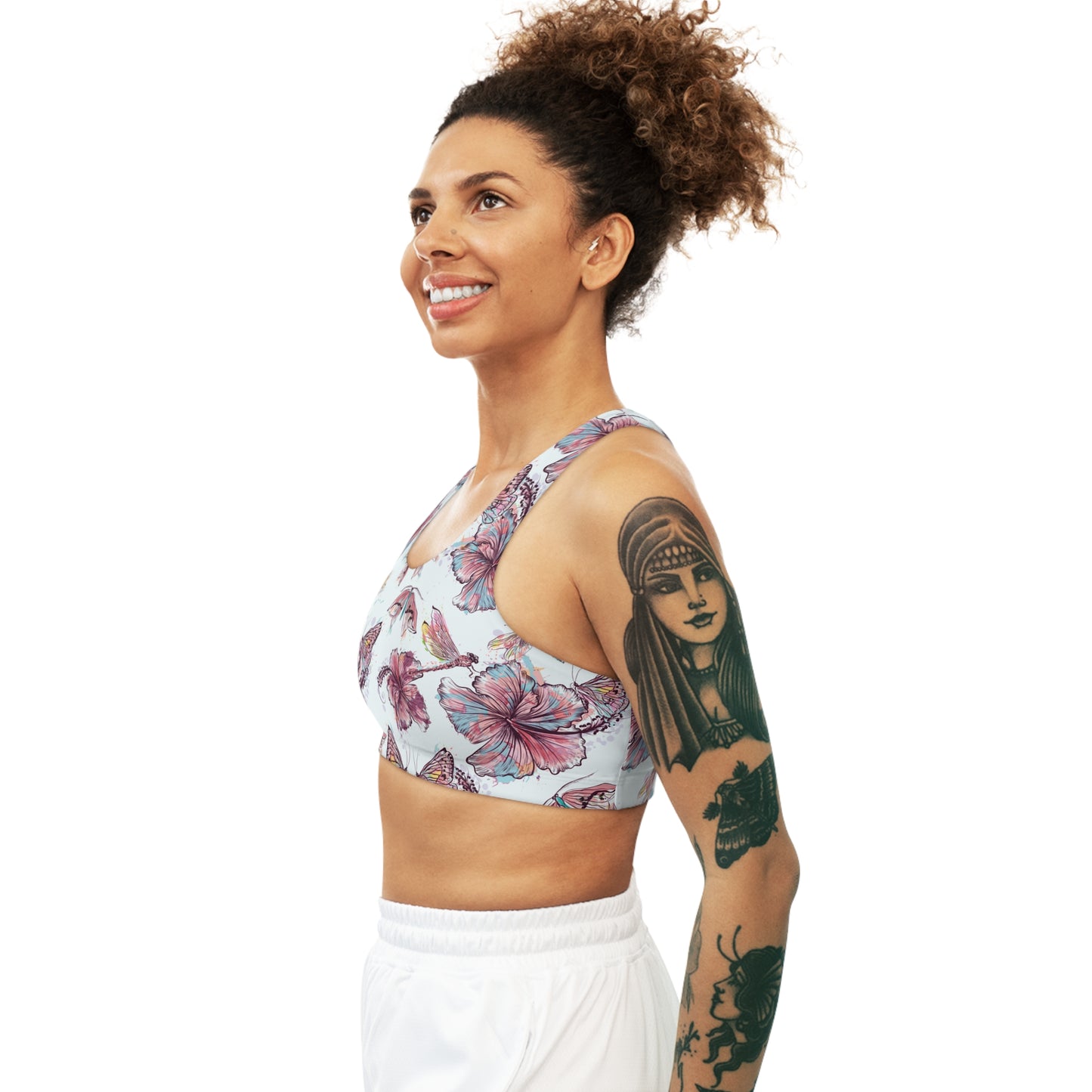 Hibiscus And Butterflies Sports Bra