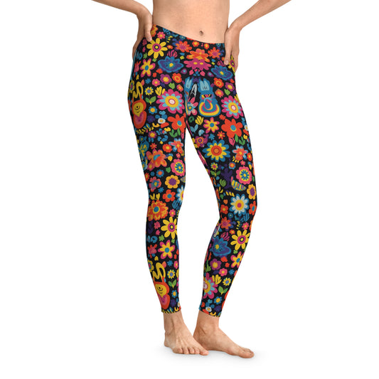 Happy Cats And Flowers Leggings