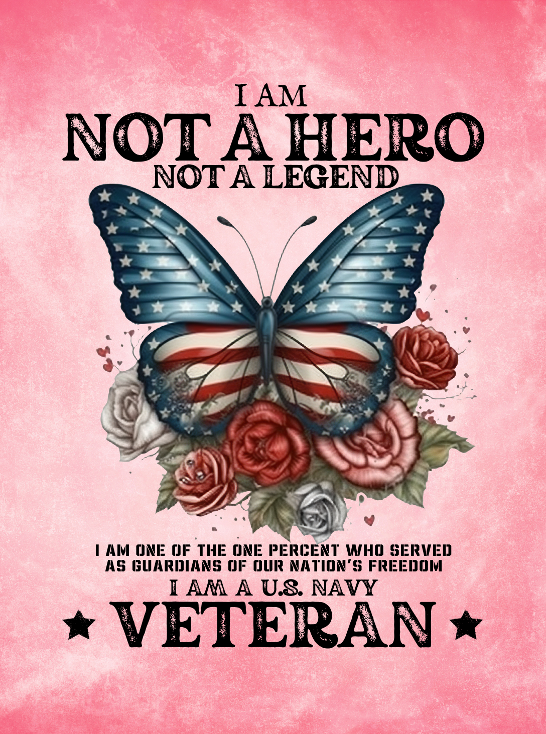 Navy Veteran | Not A Hero | Wood Framed Wall Tapestry | 26" x 36" | Pink