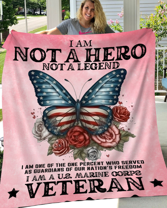 I Am A Veteran | Pink | 4 OPTIONS AVAILABLE | 2 SIZES | Premium Sherpa Blanket | 50x60 Throw OR 60x80 Queen