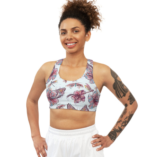 Hibiscus And Butterflies Sports Bra