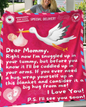 Stork And Baby | Airmail Blanket For Expectant Mother | 4 OPTIONS / 2 SIZES AVAILABLE | Premium Sherpa Blanket | 50x60 Throw Or 60x80 Queen