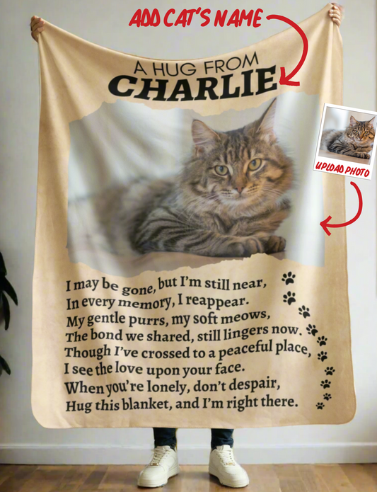 A Hug From Your Beloved Cat Memorial Blanket