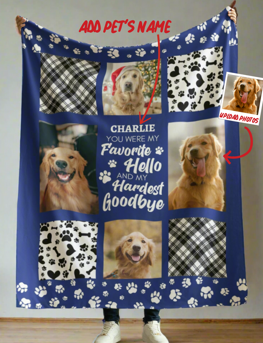 Hardest Goodbye Personalized Pet Memorial Photo Blanket