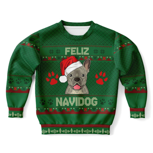 Feliz Navidog | French Bulldog | Ugly Christmas Sweatshirt (Kids/Youth Sizes)