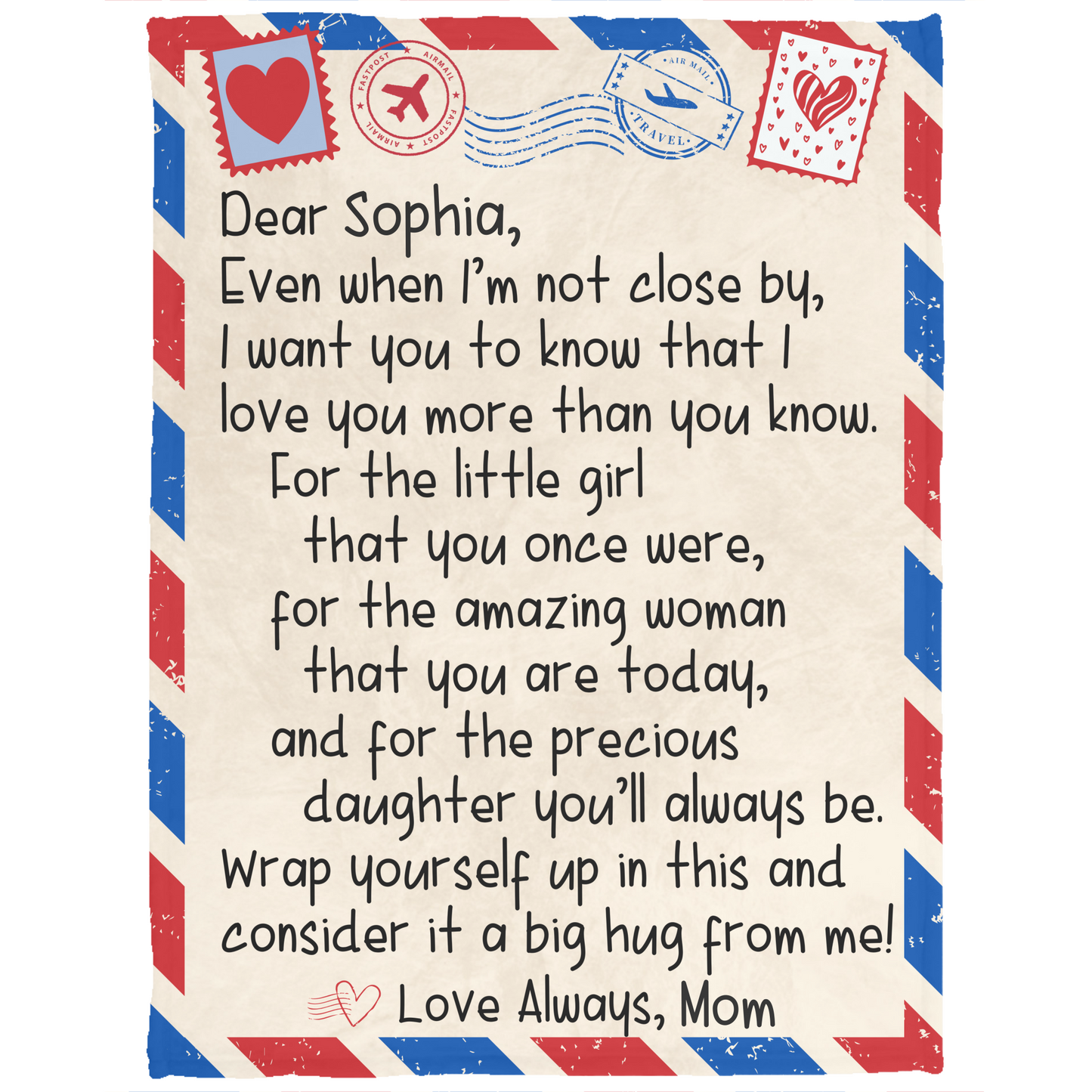 Personalized Letter Blanket | To Daughter | From Mom Or Dad | When I'm Not Close By