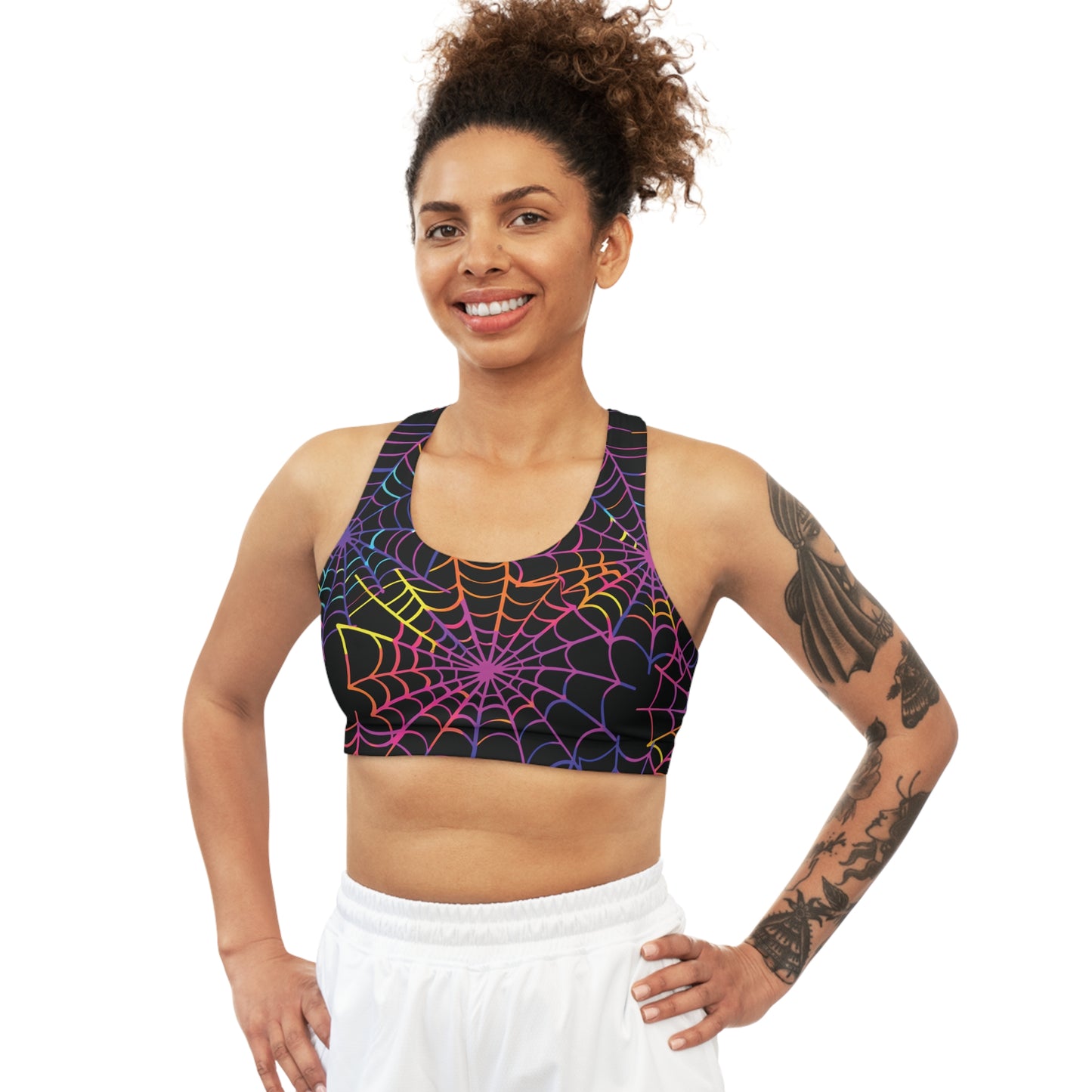 Colorful Spider Webs Sports Bra