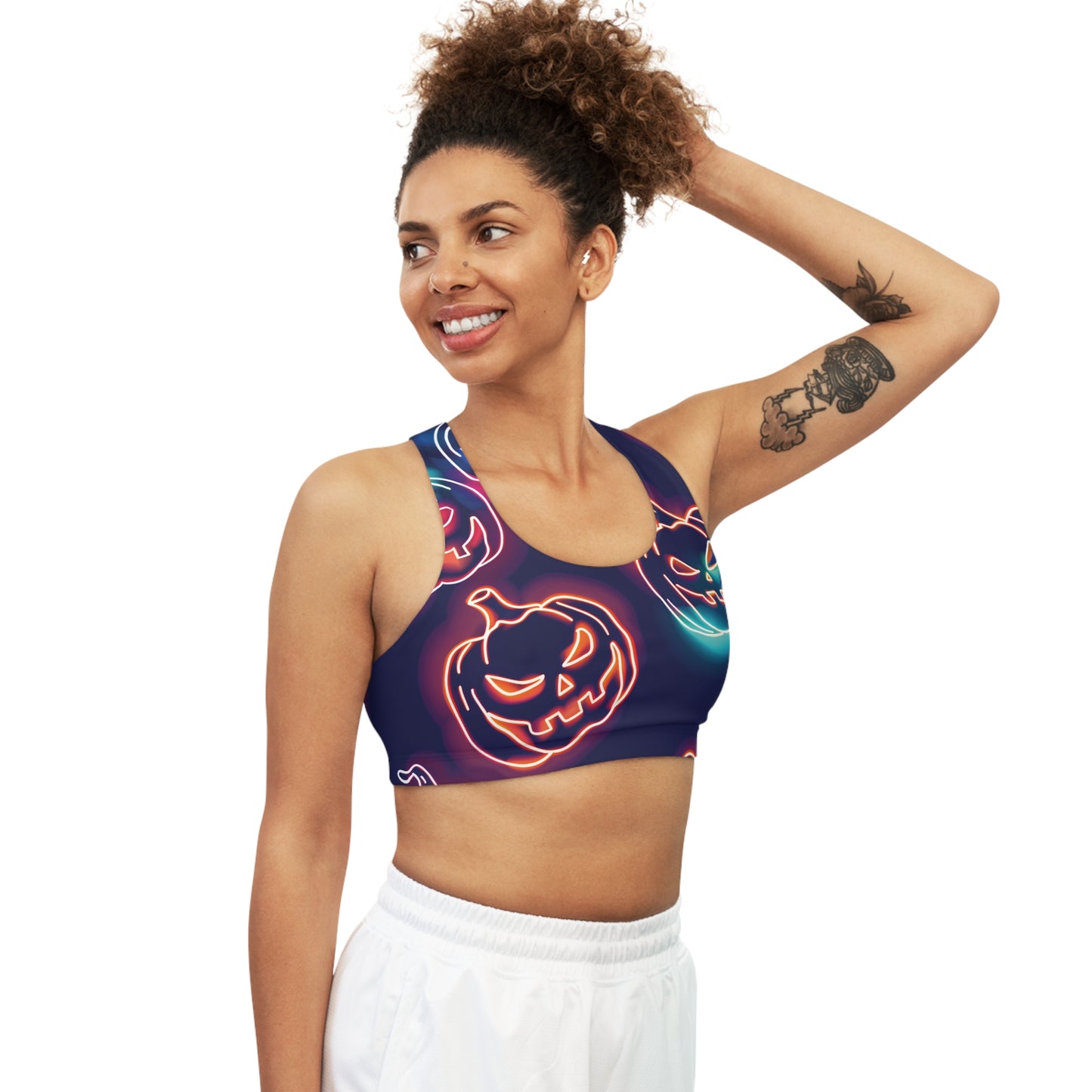 Neon Pumpkins Sports Bra