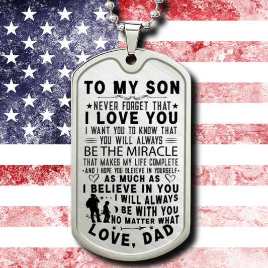 To My Son | Be The Miracle | Dog Tag Necklace