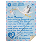 Stork And Baby | Airmail Blanket For Expectant Mother | 4 OPTIONS / 2 SIZES AVAILABLE | Premium Sherpa Blanket | 50x60 Throw Or 60x80 Queen
