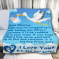 Stork And Baby 3D | Blanket For Expectant Mother | 2 SIZES / 3 COLORS AVAILABLE | Premium Sherpa Blanket | 60x80 Queen OR 50x60 Throw