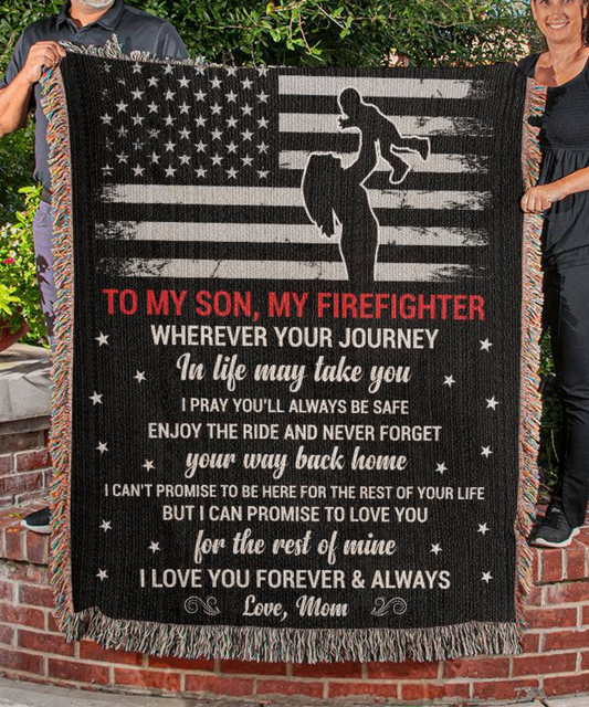 To My Son, My Firefighter | Woven Heirloom Blanket | 60" x 50"