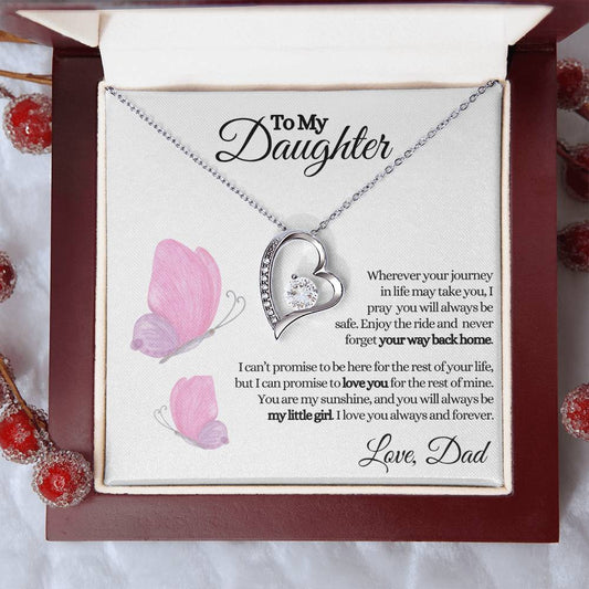 To My Daughter From Dad | You Are My Sunshine | Forever Love Heart Necklace