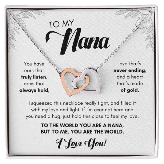 To My Nana | You Are The World | Interlocking Hearts Necklace