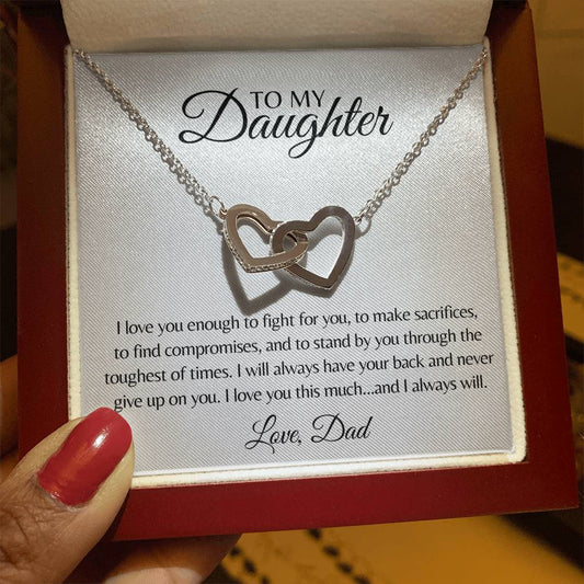 Daughter I Love This Much | From Dad | Interlocking Hearts Necklace