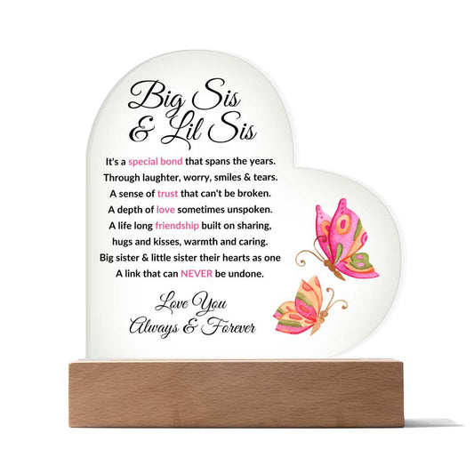 Acrylic Heart Plaque | Big Sis and Little Sis