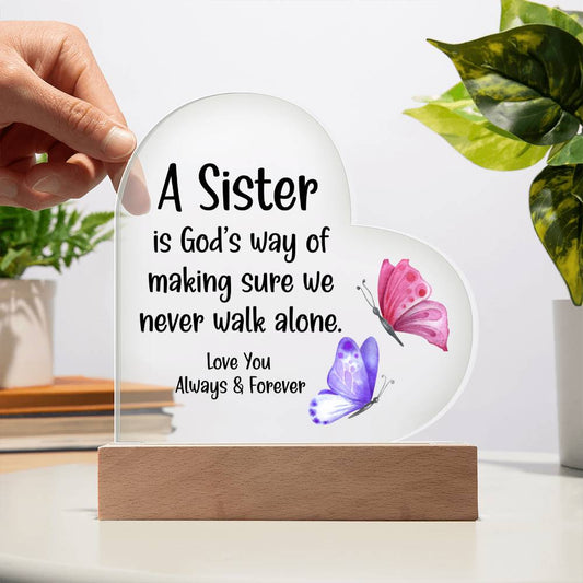 Acrylic Heart Plaque | A Sister | Faith