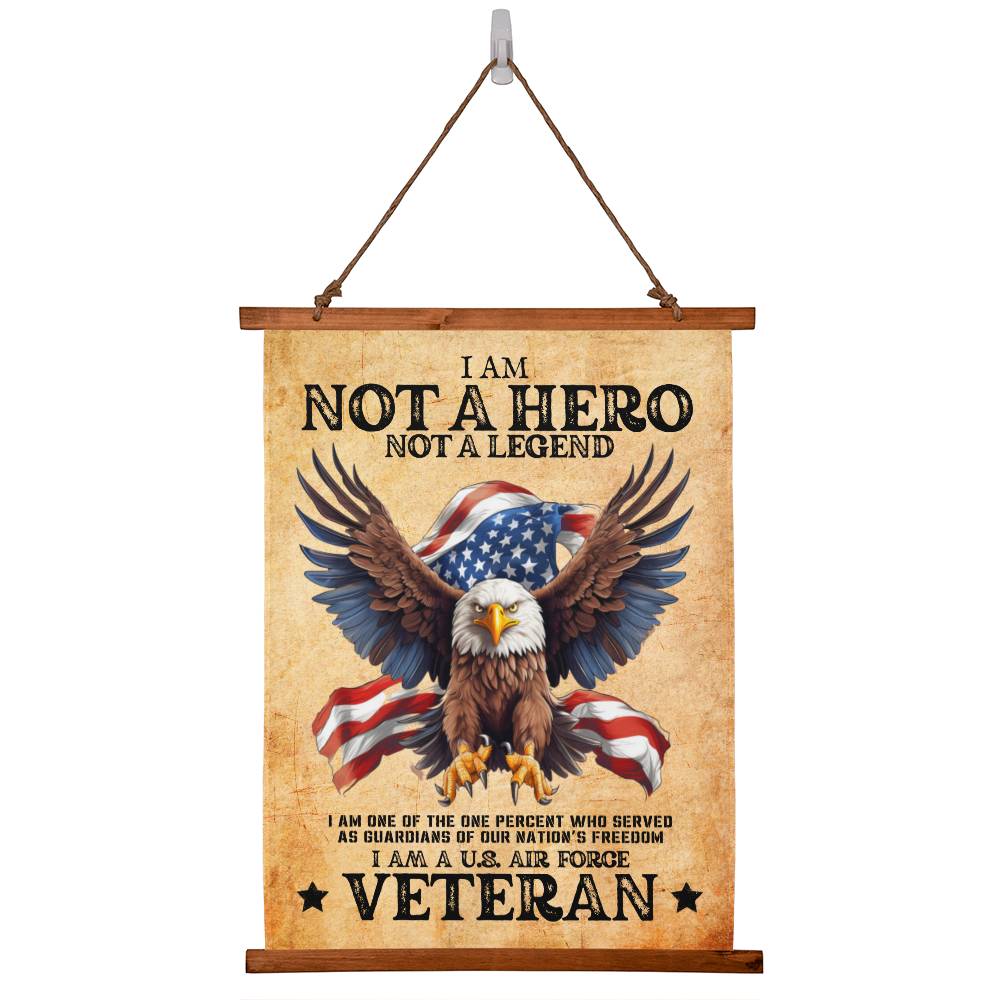 Air Force Veteran | Not A Hero | Wood Framed Wall Tapestry | 26" x 36"