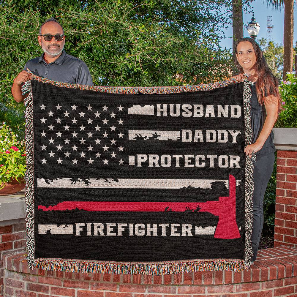 Husband Daddy Protector Firefighter | Woven Heirloom Blanket | 60" x 50"