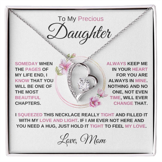 To My Precious Daughter | Love Mom | Beautiful Chapter | Forever Love Heart Necklace