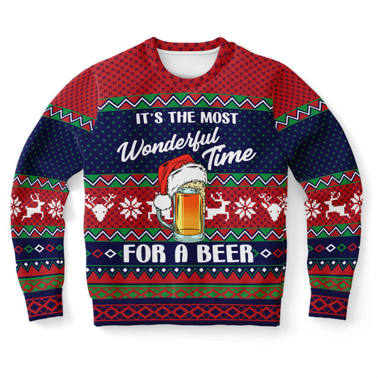 Wonderful Time For A Beer | Ugly Christmas Sweatshirt