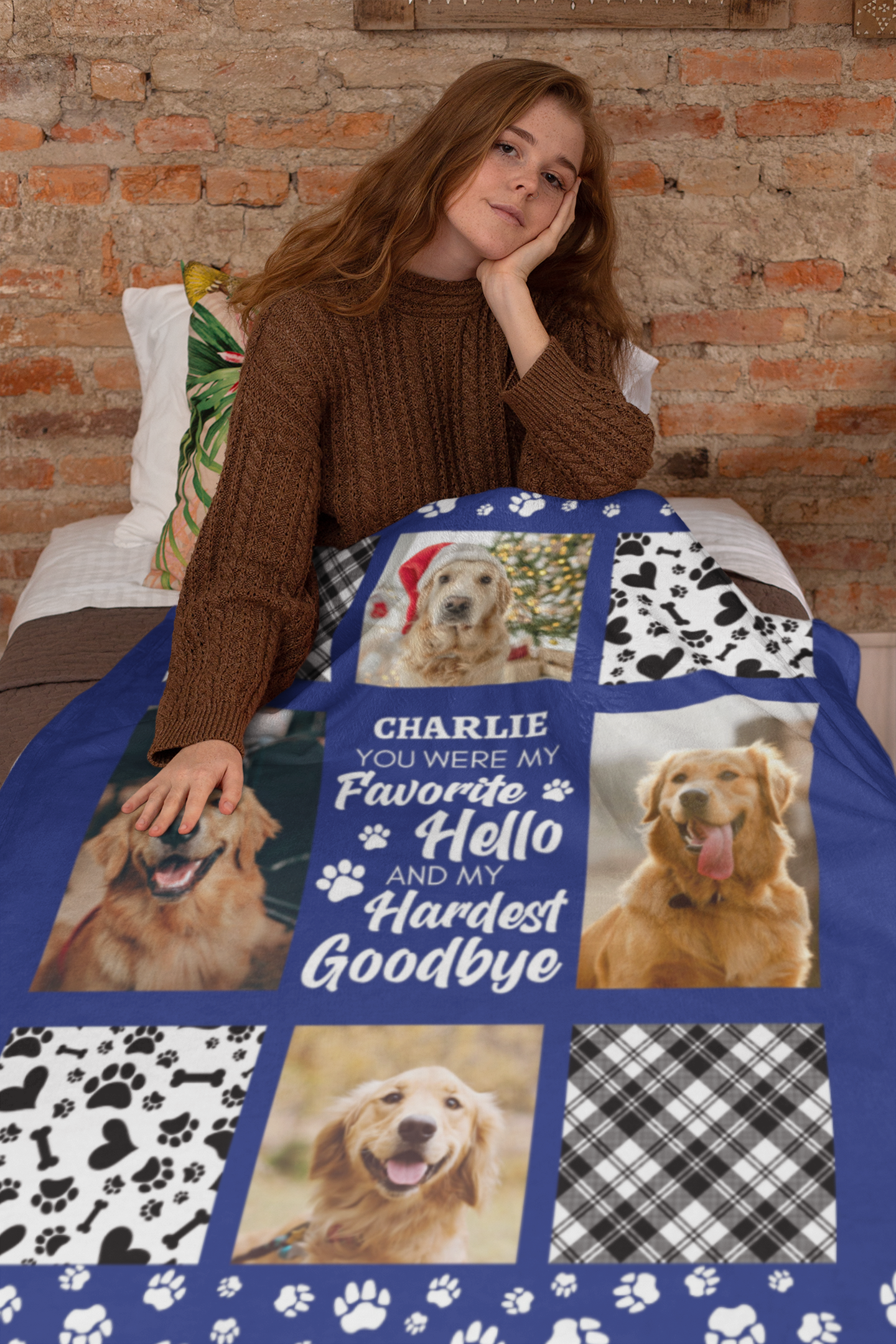 Hardest Goodbye Personalized Pet Memorial Photo Blanket