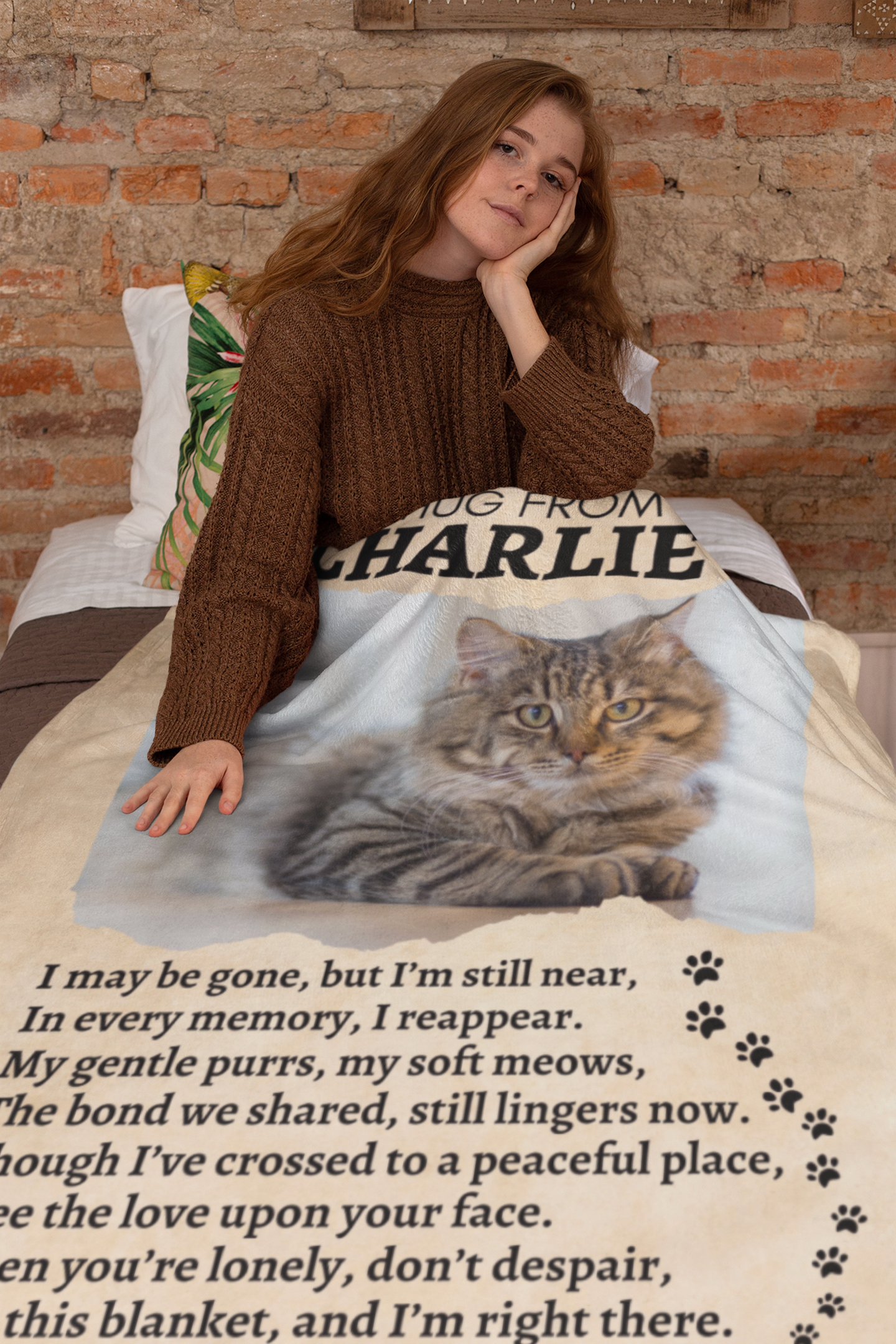 A Hug From Your Beloved Cat Memorial Blanket