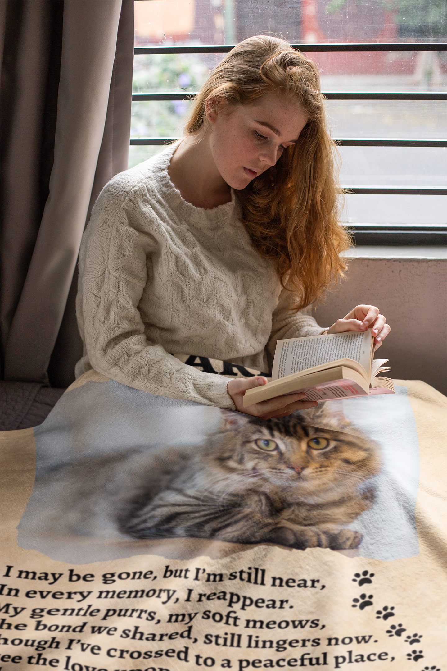 A Hug From Your Beloved Cat Memorial Blanket