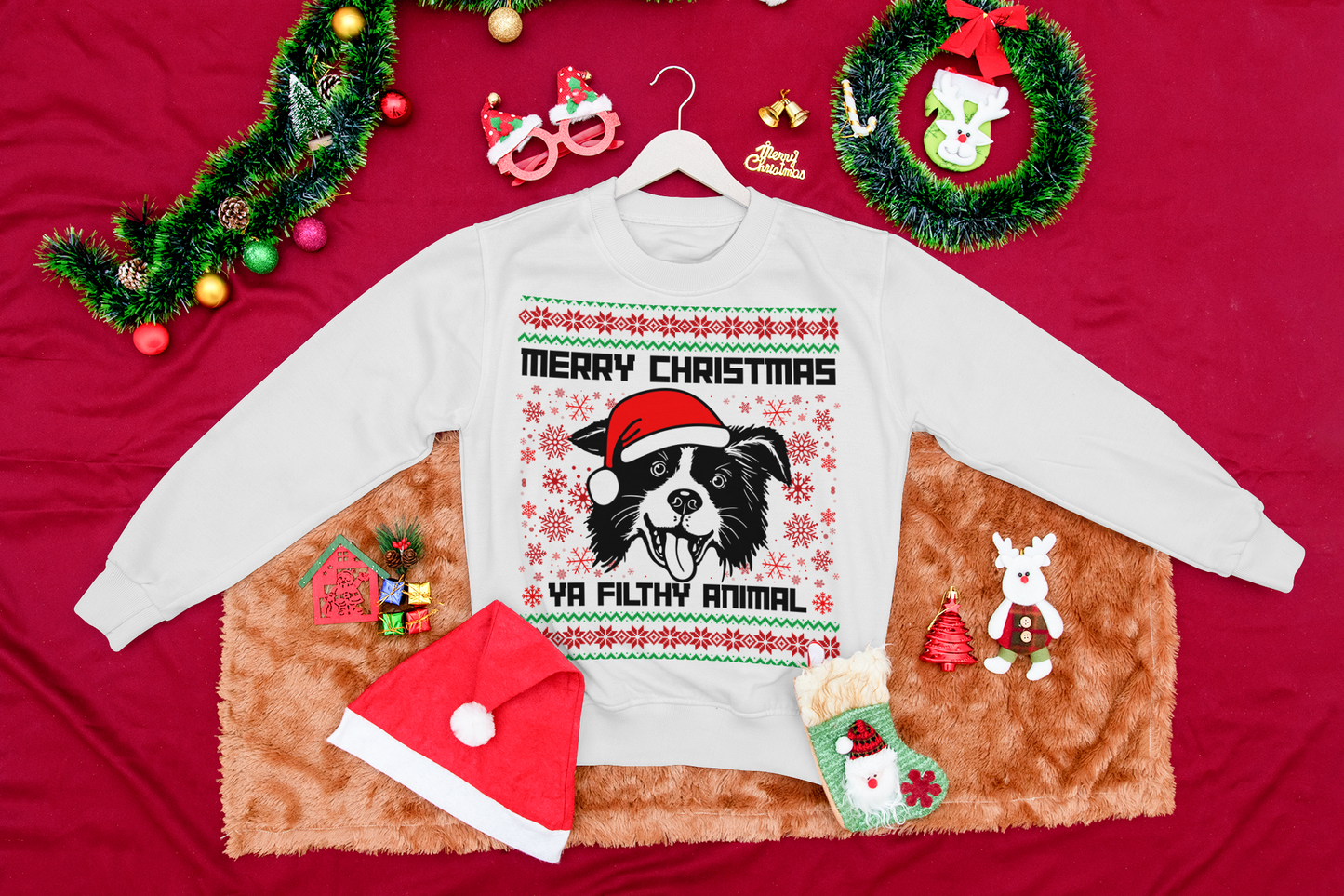 Ya Dirty Animal Ugly Christmas Sweater | Crewneck Sweatshirt