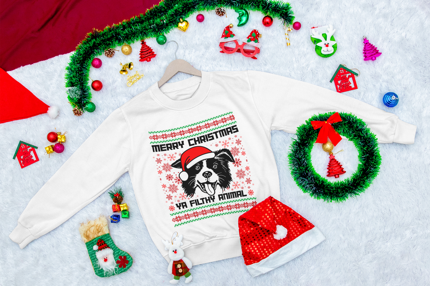 Ya Dirty Animal Ugly Christmas Sweater | Crewneck Sweatshirt