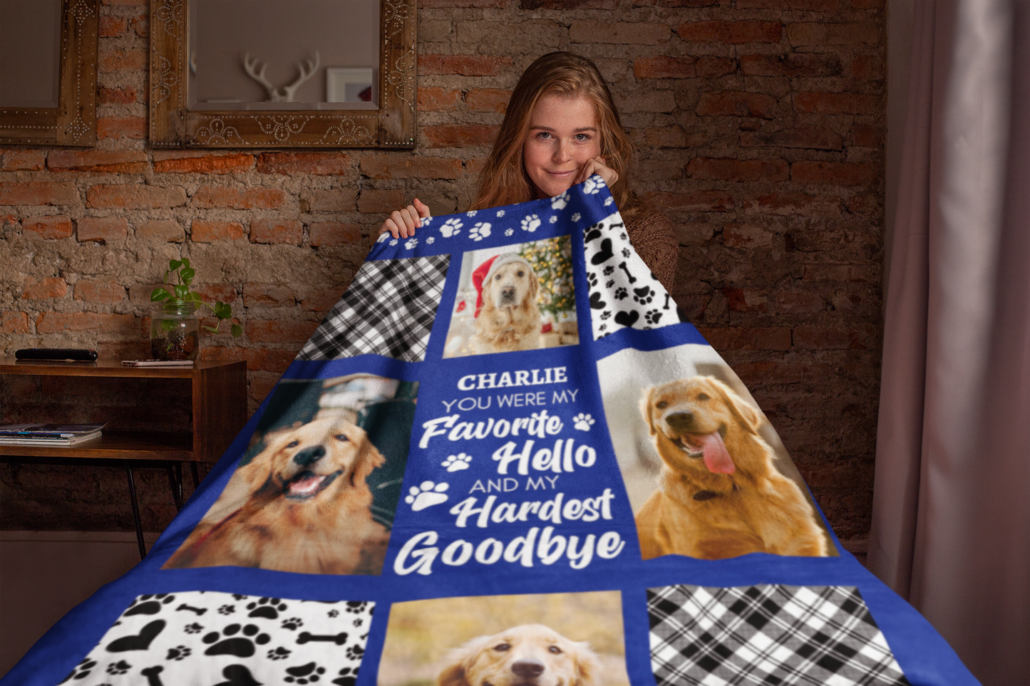 Hardest Goodbye Personalized Pet Memorial Photo Blanket